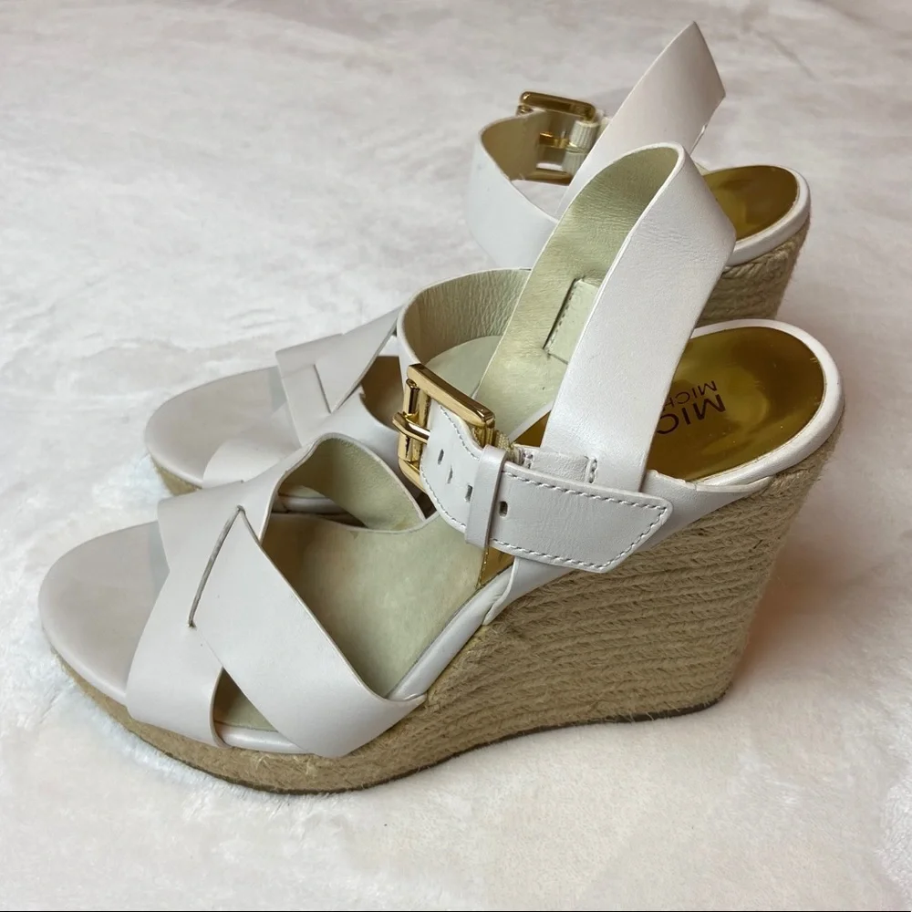 Michael Kors Viola Espadrille White Strappy Wedge